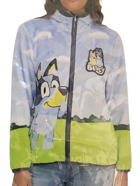 Character Jacket Women Bluey Zip Front Scenic Cozy Winter NWT